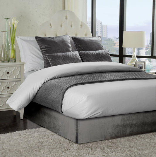 Smooth Velvet Divan Bed Base Wrap in Charcoal Grey