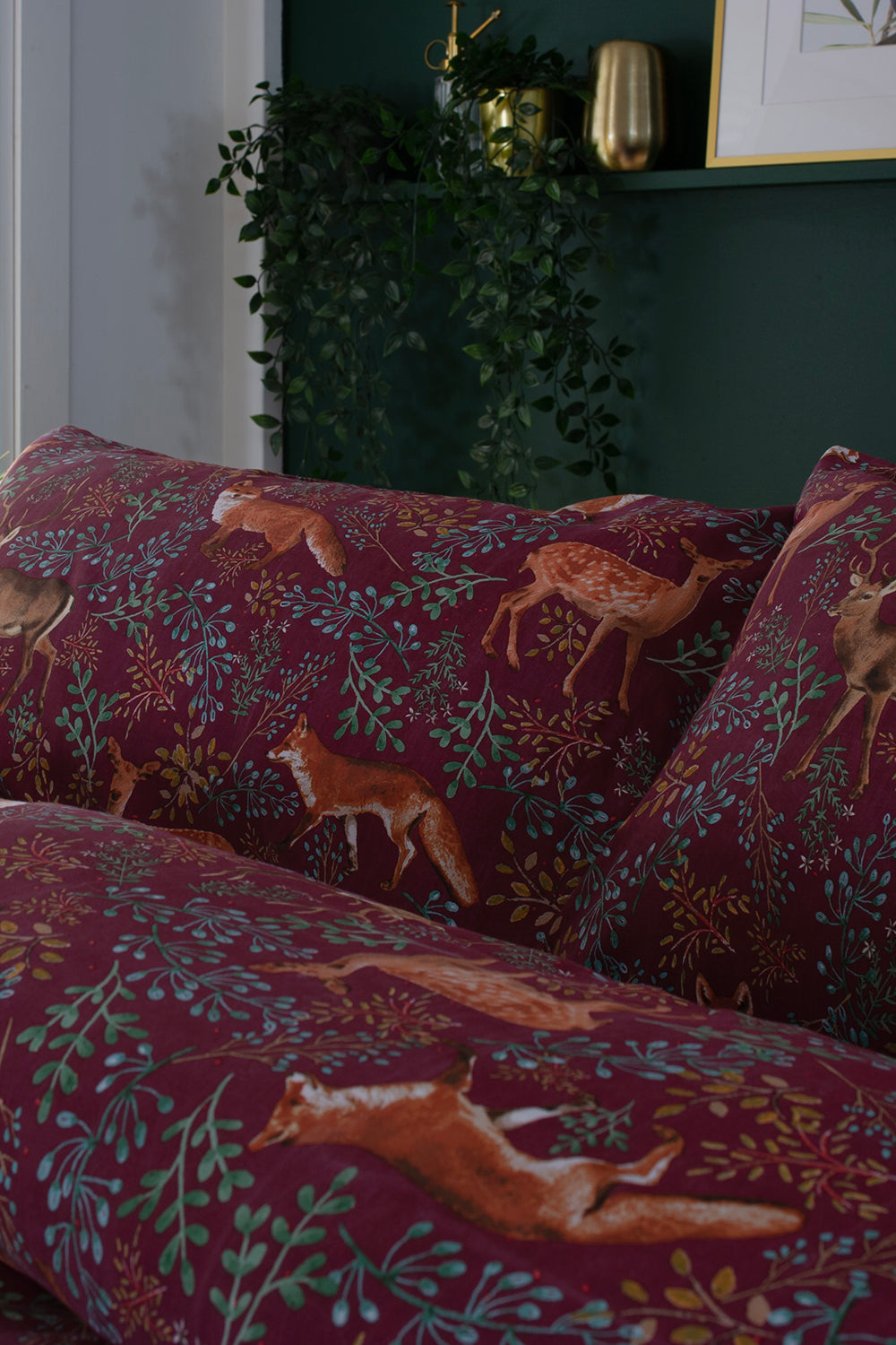 Fox & Deer Duvet Cover Set Mulberry