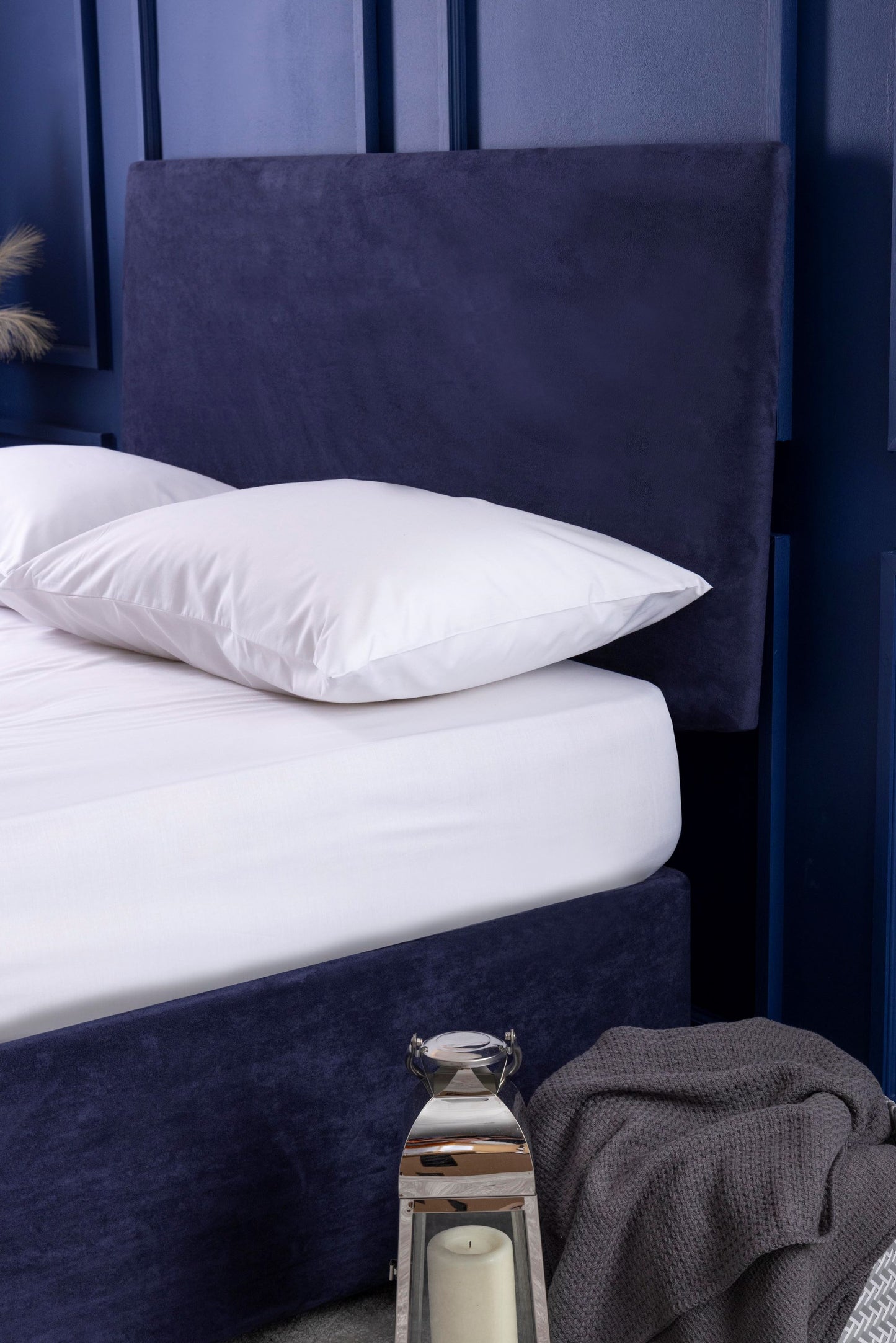 Faux Suede Headboard Wrap in Navy Blue