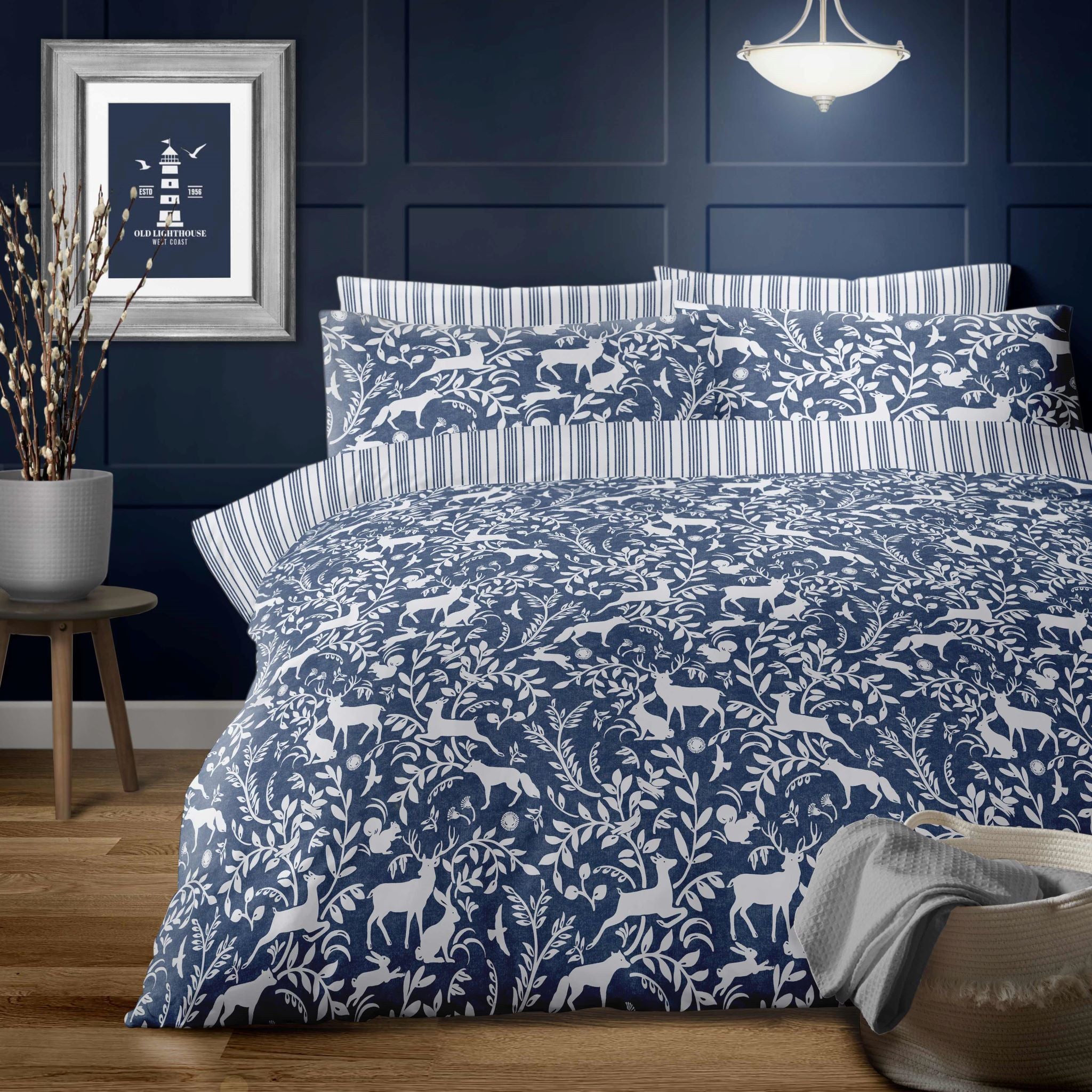 Navy and white duvet best sale cover