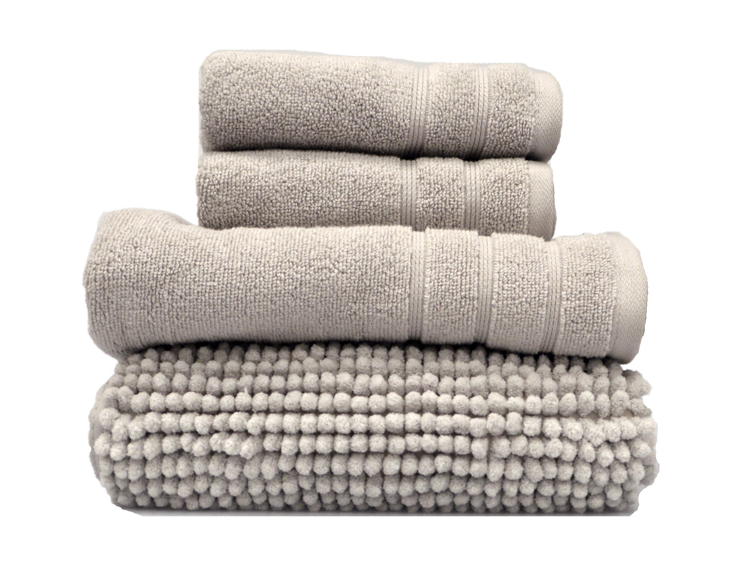 Four Piece Towel Bath Mat Bale Light Grey