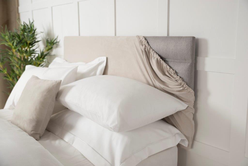 Faux Suede Headboard Wrap in Linen Beige