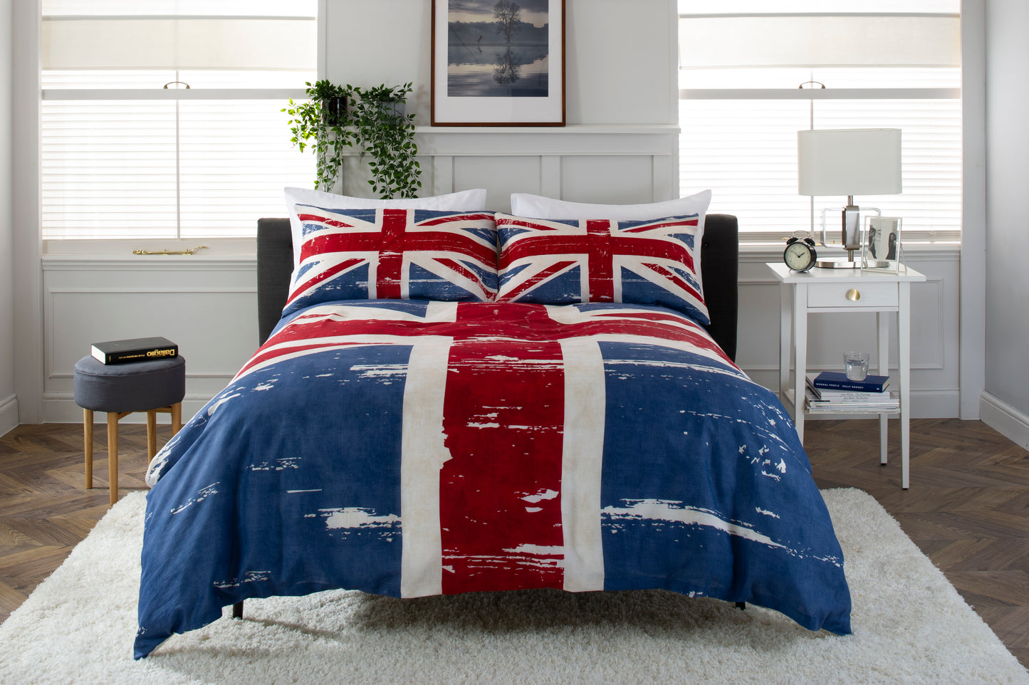 Union Jack Design Duvet Set Red White Blue