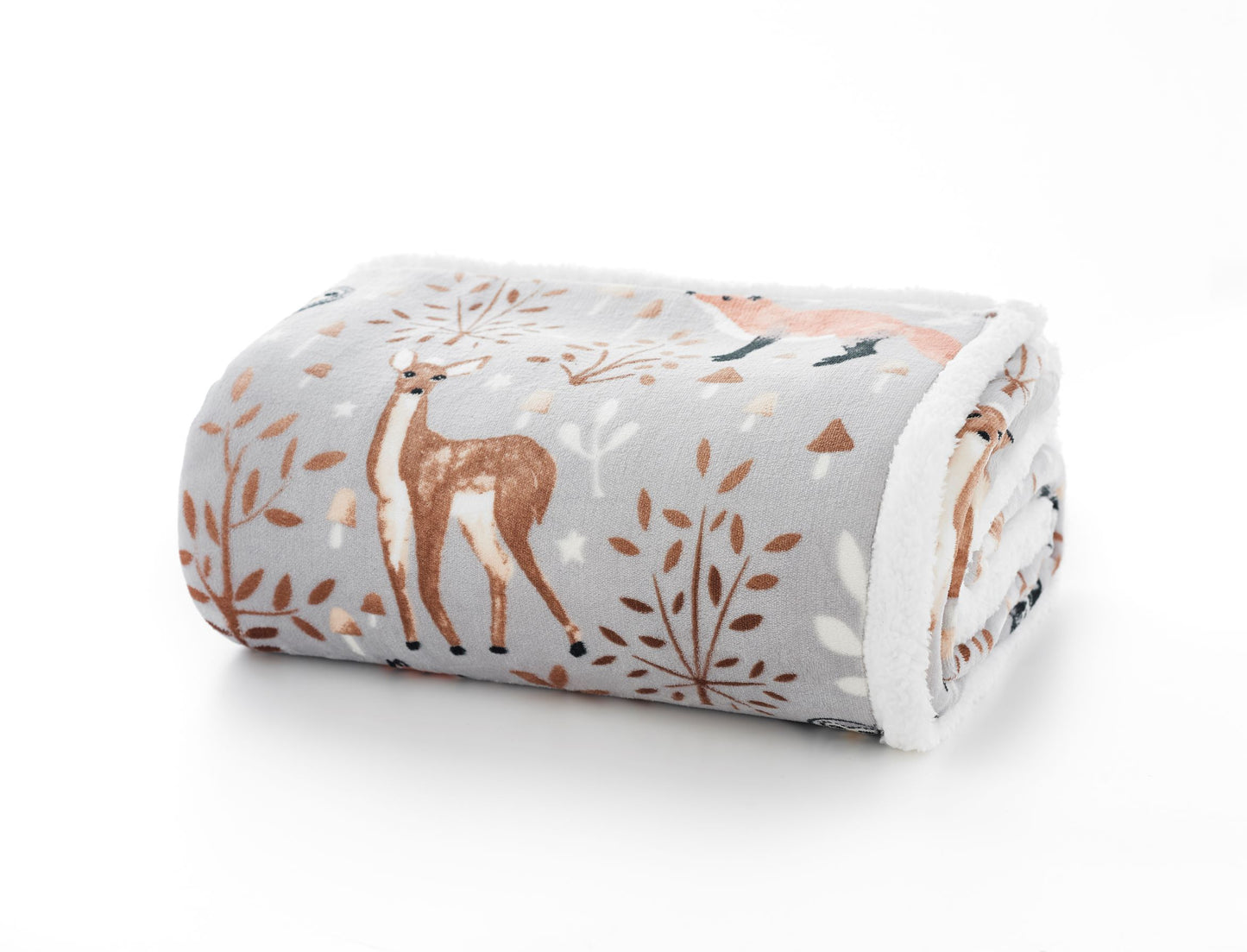 Supersoft Sherpa Reverse Woodland Animal Throw in Natural