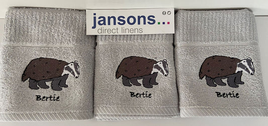 Bertie Badger Design Tea Kitchen Towel Grey