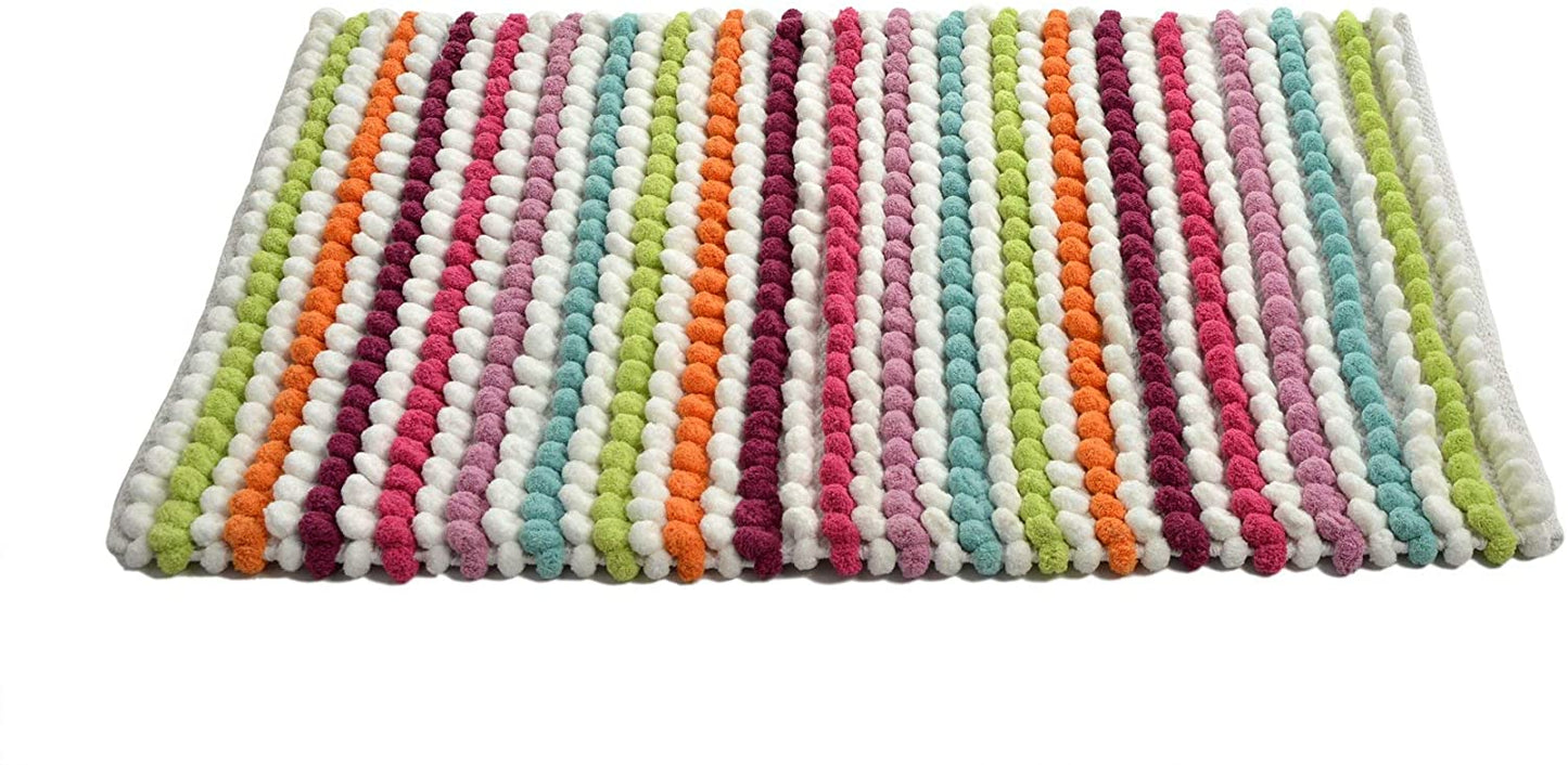 Bobble Bath  Pedestal Shower Mats & Striped Towels in Bright Multi Colour