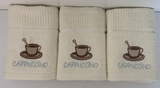 Cappuccino Design Tea Kitchen Towel Cream