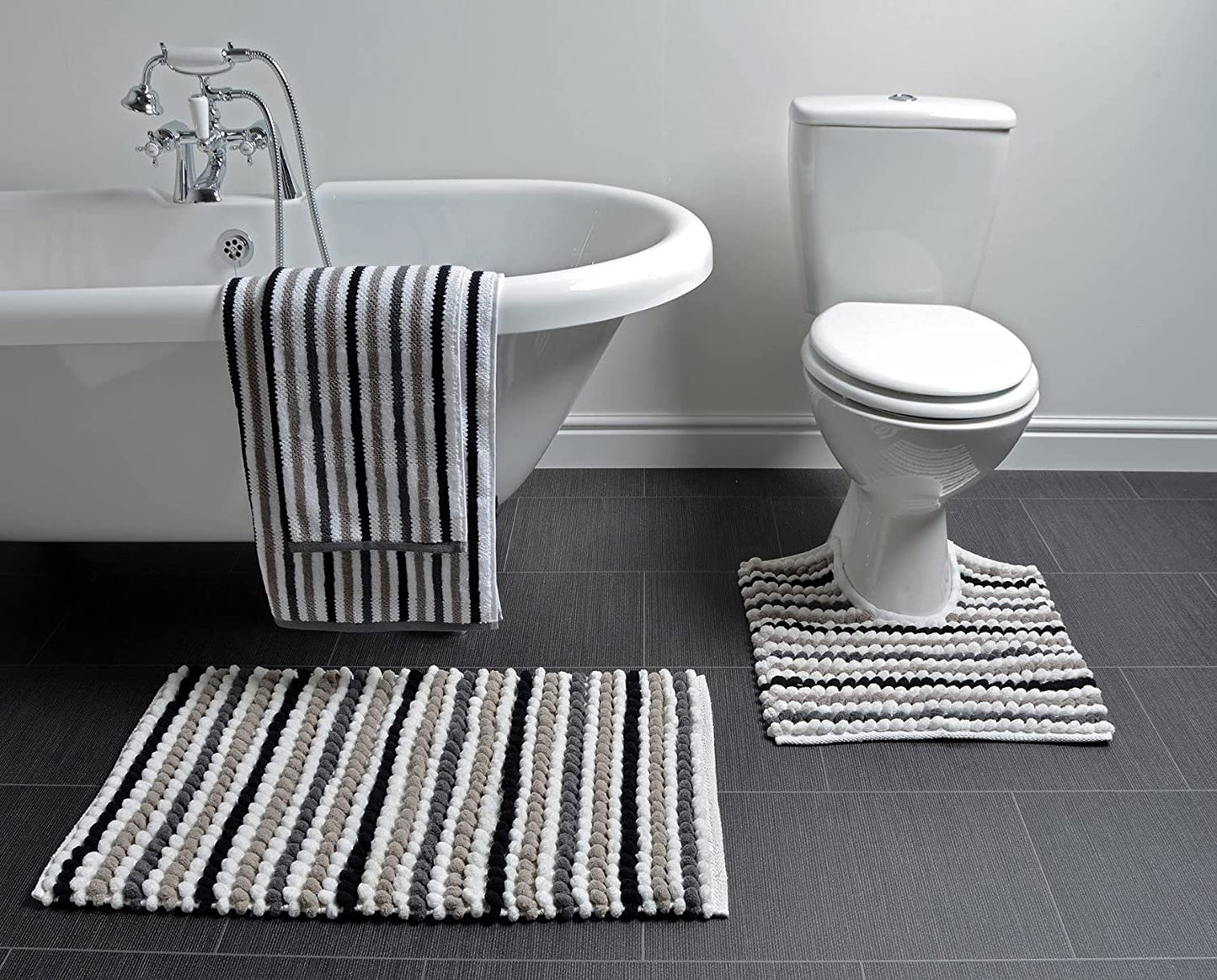 Bobble Bath or Pedestal Mat & Towels in Monochrome