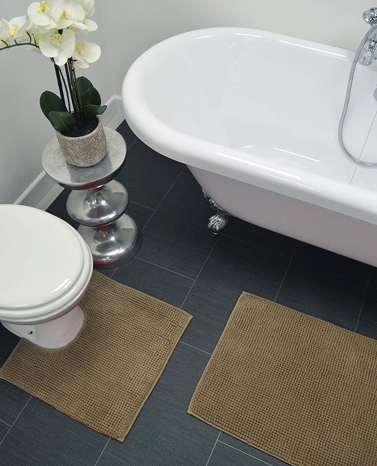 Supersoft Micro Chenille Bath Mat Set Mocha