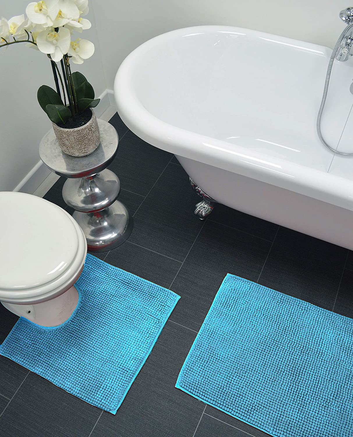 Supersoft Micro Chenille Bath Mat Set Turquiose
