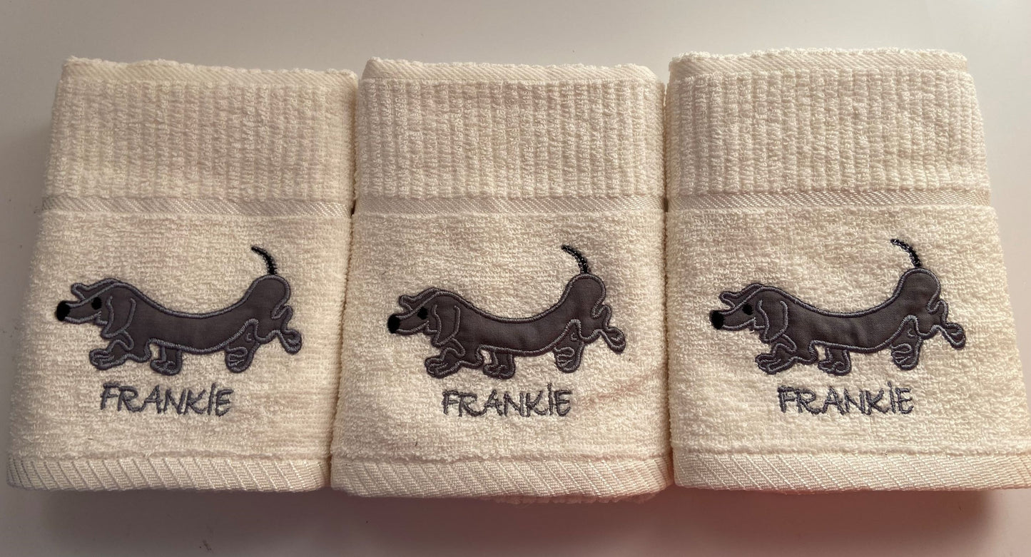 'Frankie' Dog Tea Kitchen Towel in Cream