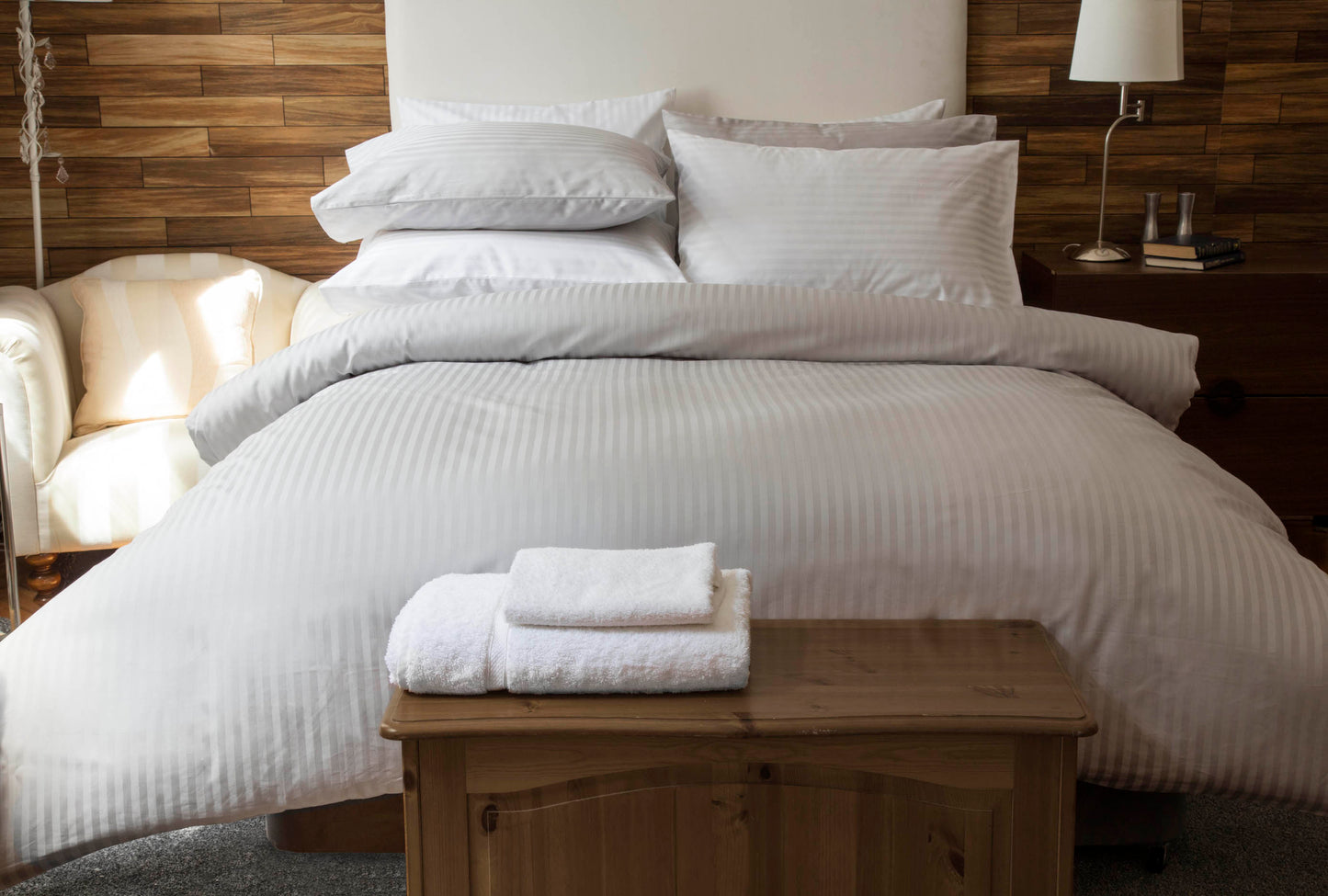 540 TC Egyptian Cotton Satin Stripe Platinum Grey