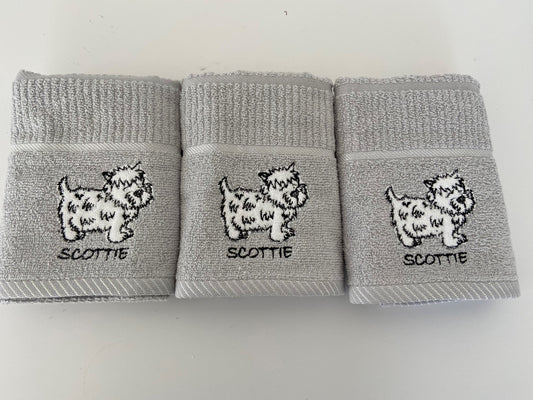 'Scottie' Dog Tea Kitchen Towel in Silver