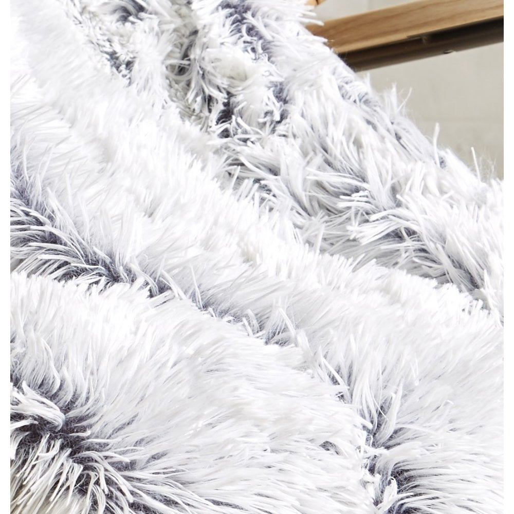 Yeti Faux Fur Large Throw Blanket in Grey