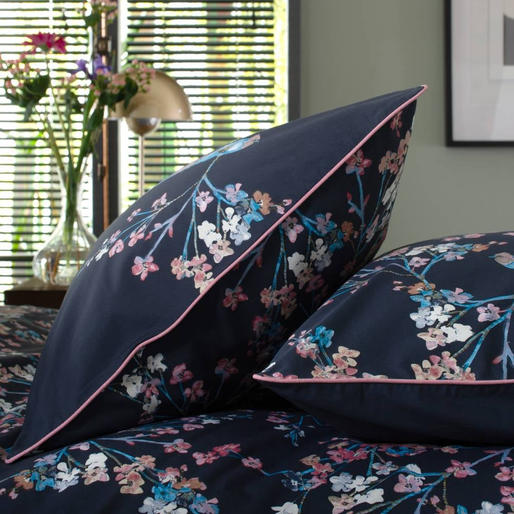 100% Cotton Dark Blue Bird & Floral Duvet Cove Set