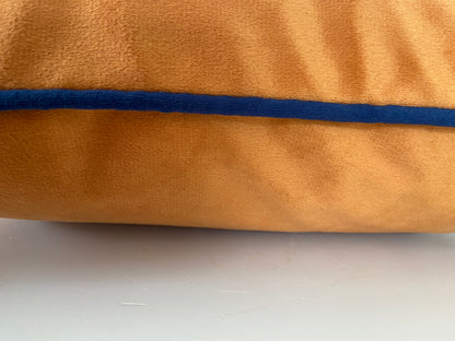Soft Velvet Feel Navy Blue with Orange Piping Cushion Cover