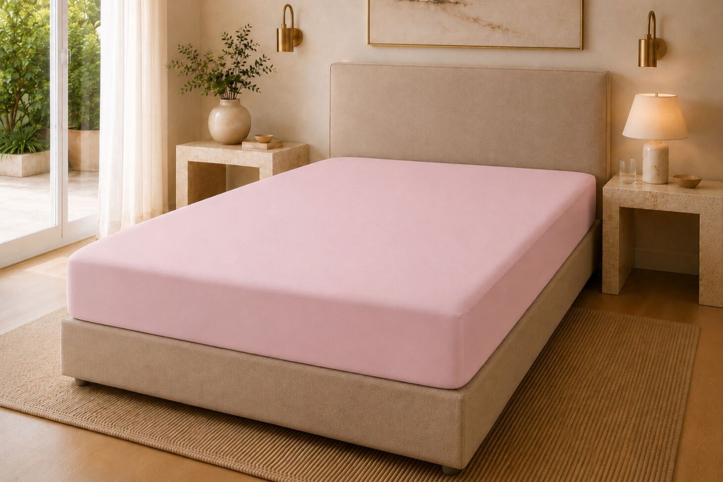 200 Thread Count Pure Combed Cotton Bed Linen In Blush Pink