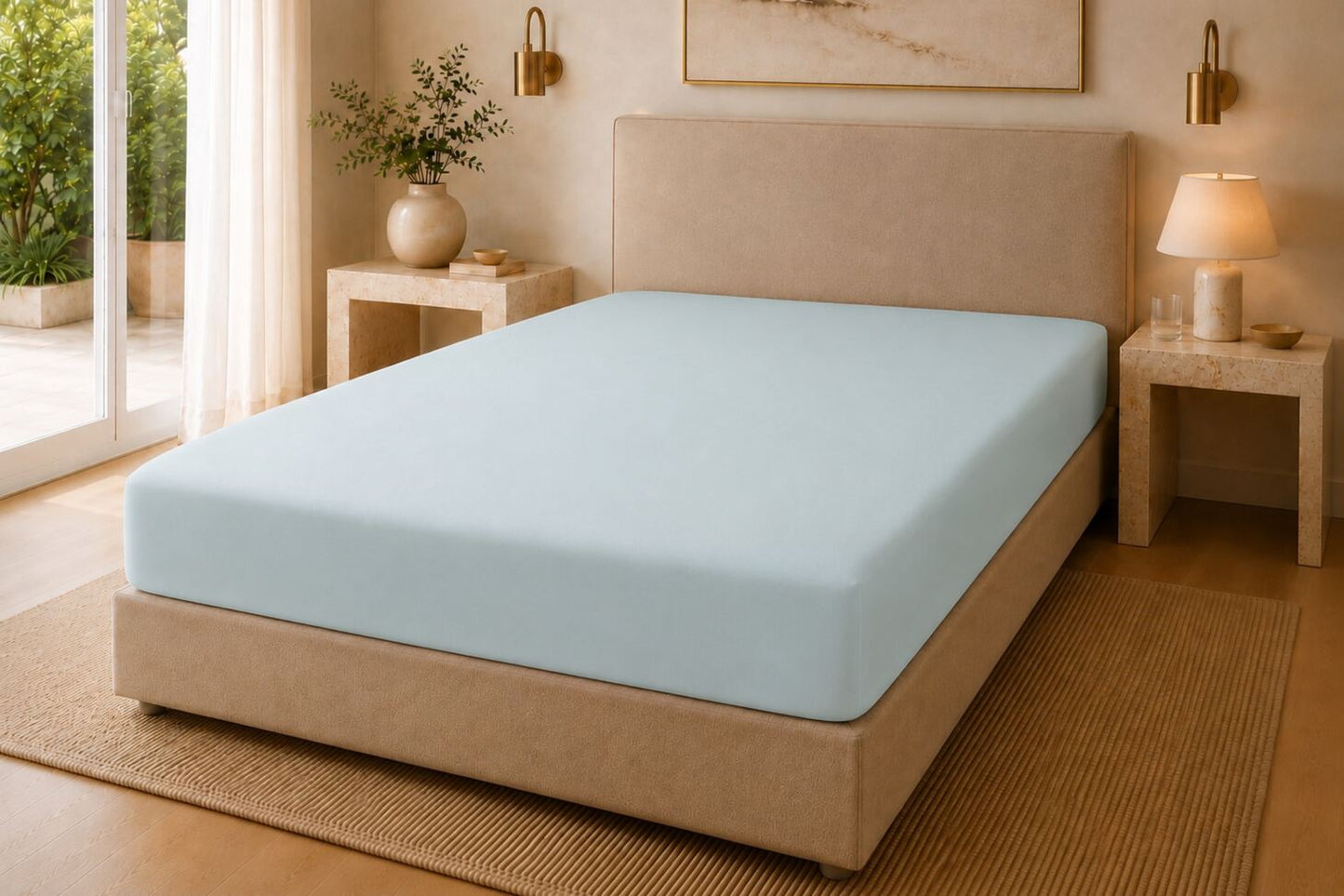 200 Thread Count Pure Combed Cotton Bed Linen In Duck Egg Blue