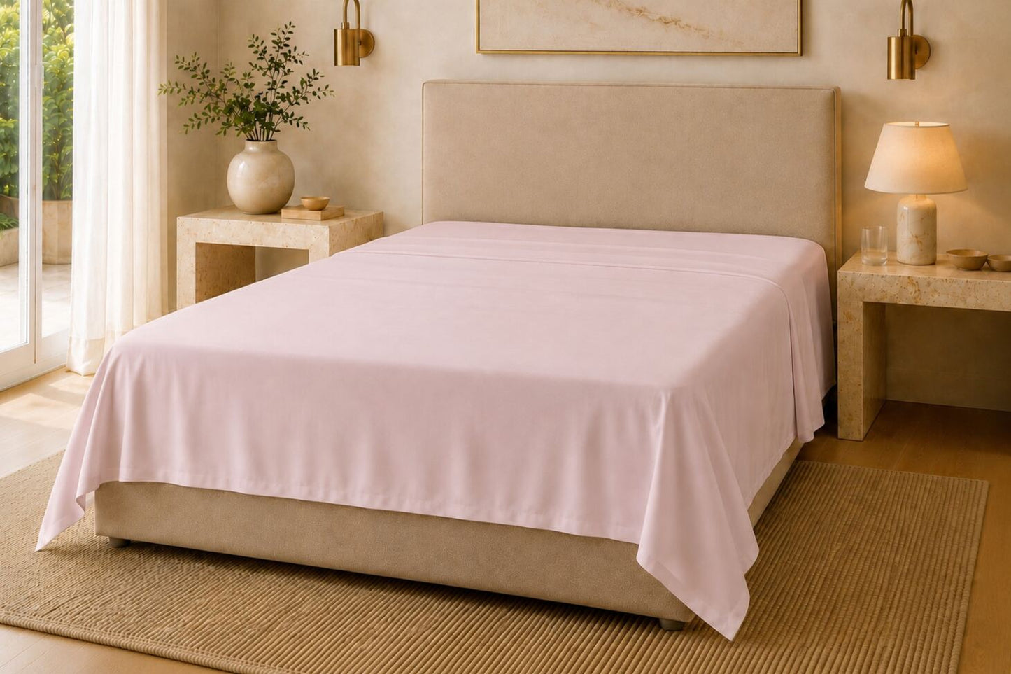 200 Thread Count Pure Combed Cotton Bed Linen In Blush Pink