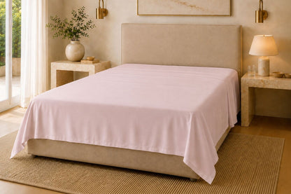200 Thread Count Pure Combed Cotton Bed Linen In Blush Pink