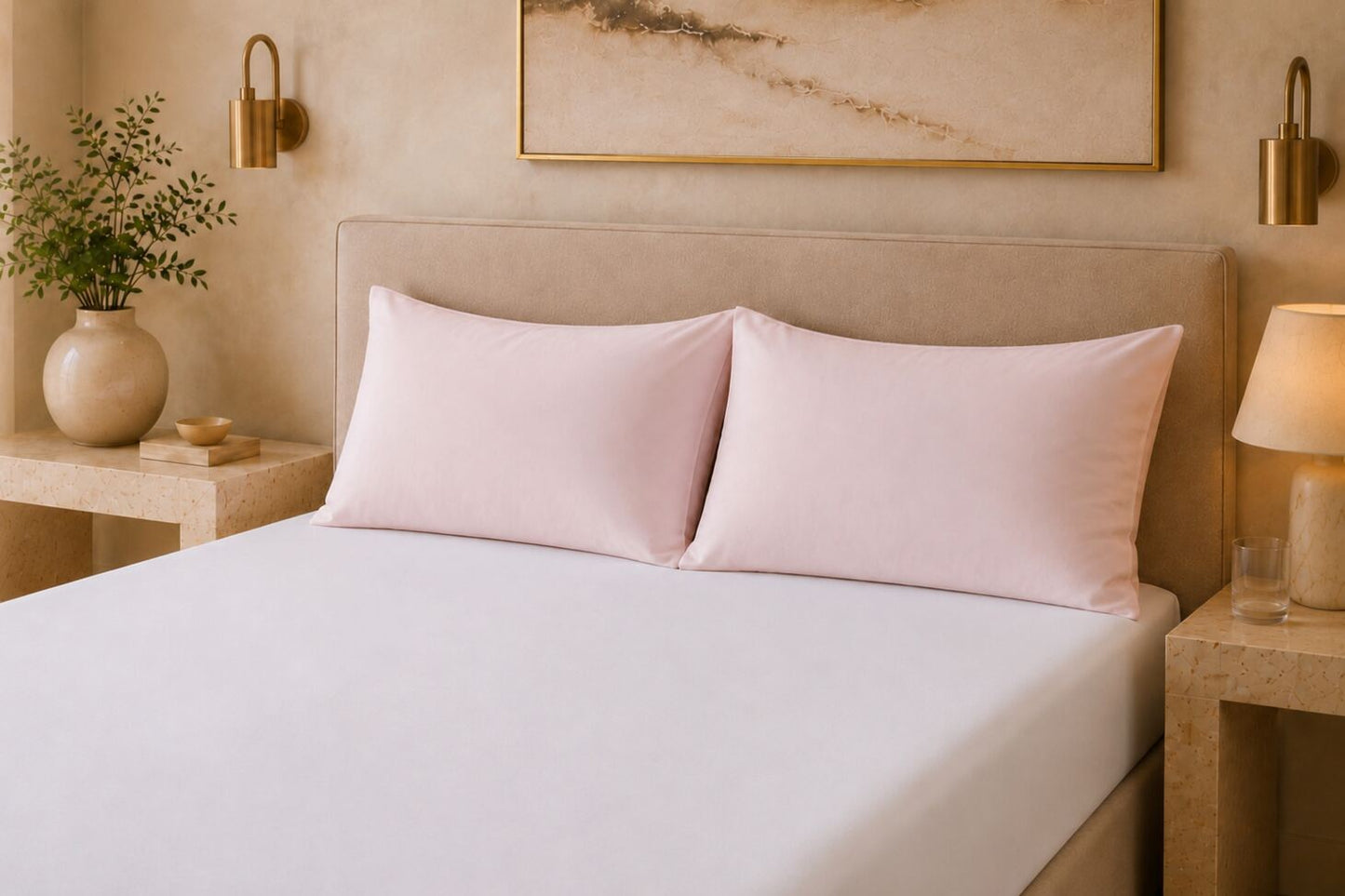 200 Thread Count Pure Combed Cotton Bed Linen In Blush Pink