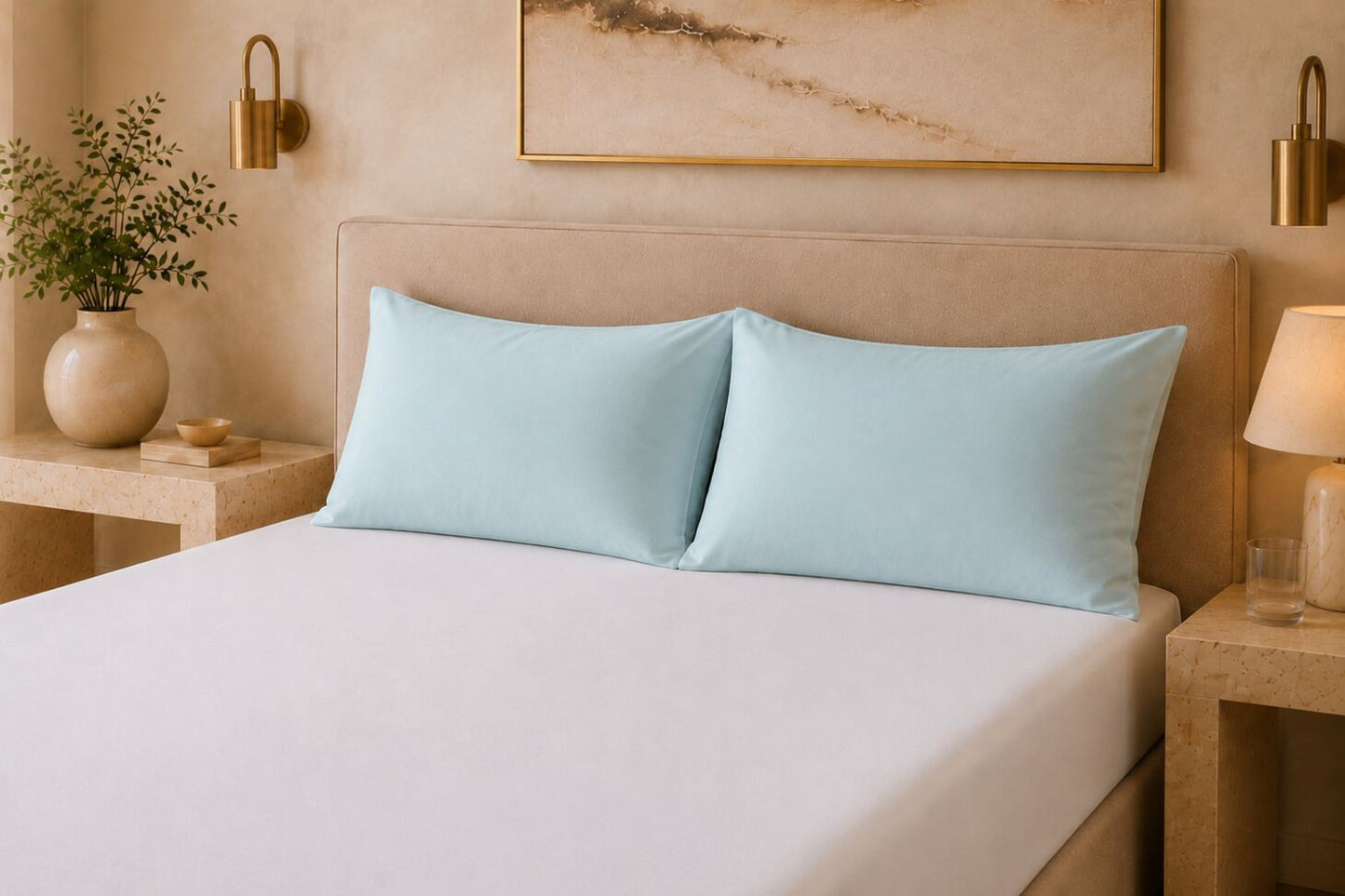 200 Thread Count Pure Combed Cotton Bed Linen In Duck Egg Blue