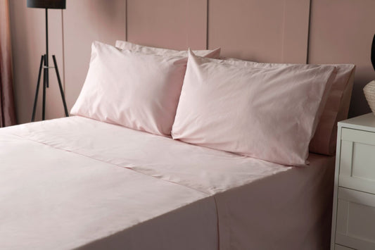 200 Thread Count Pure Combed Cotton Bed Linen In Blush Pink