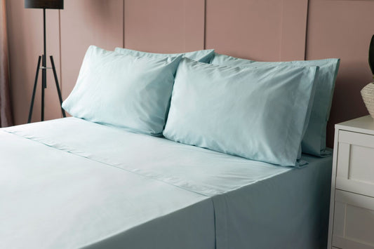 200 Thread Count Pure Combed Cotton Bed Linen In Duck Egg Blue