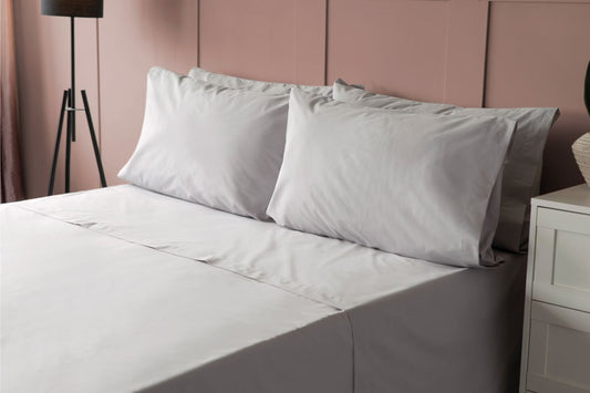 200 Thread Count Pure Combed Cotton Bed Linen In Pale Grey