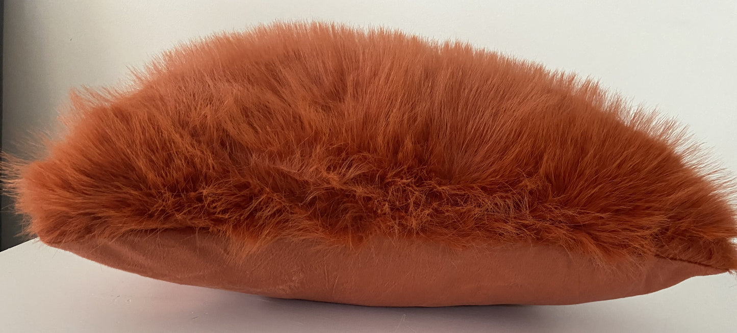 Faux Fur Cushion Cover in Terracotta