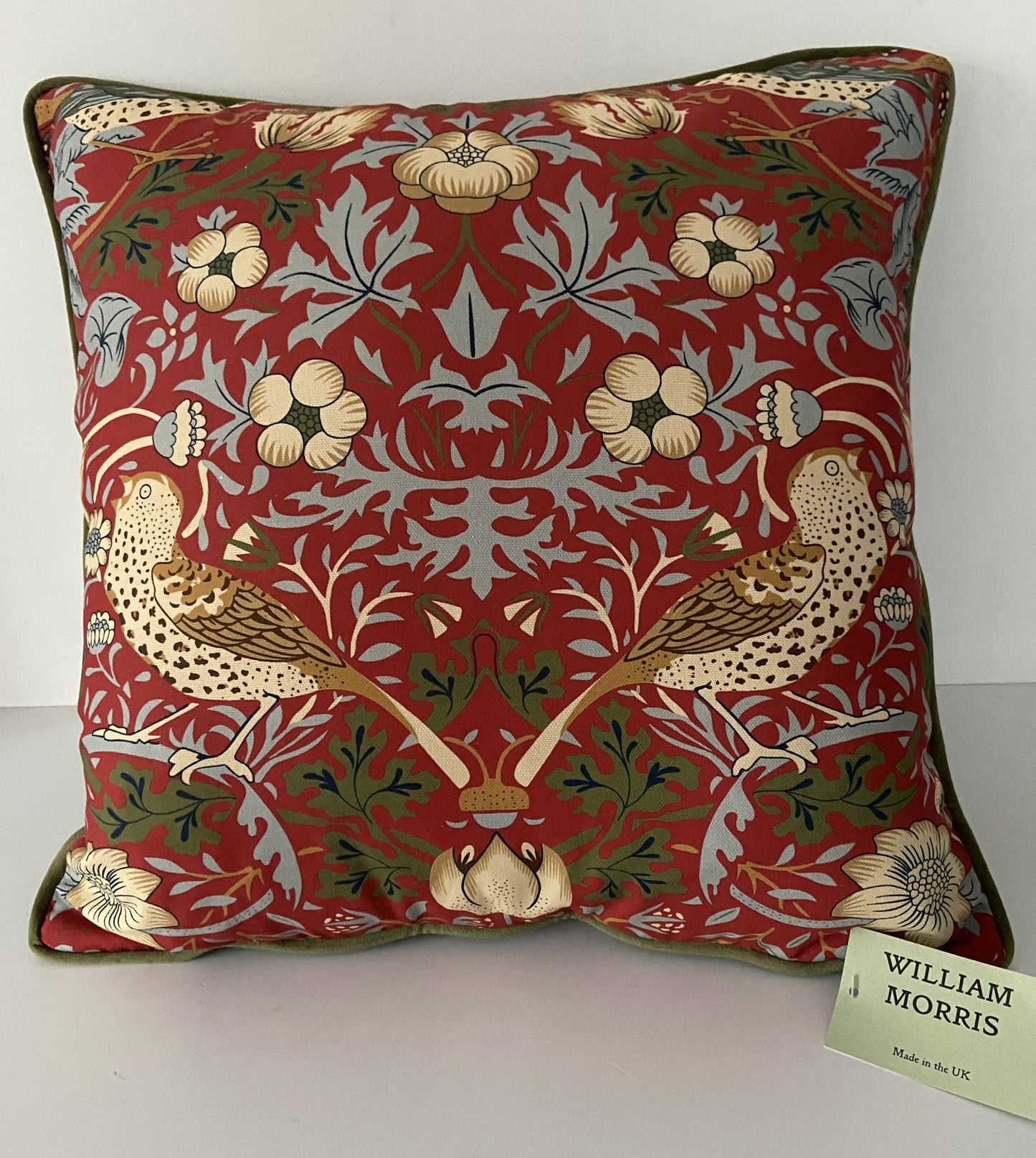 Strawberry Thief Major Pair Curtains in Red by William Morris