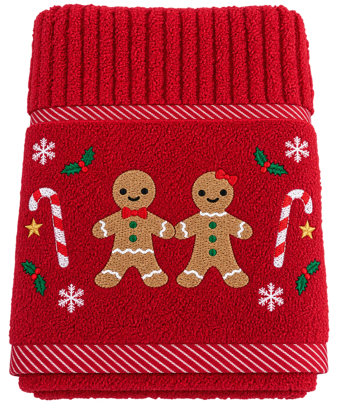 Christmas Gingerbread People Kitchen Towel in Red