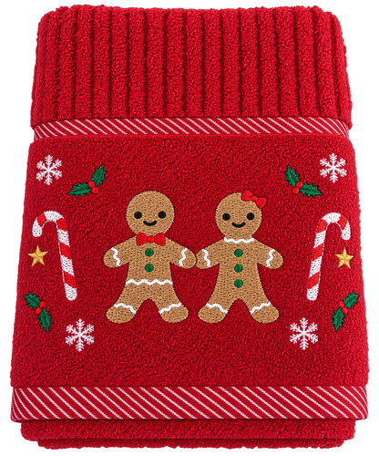 Christmas Gingerbread People Kitchen Towel in Red
