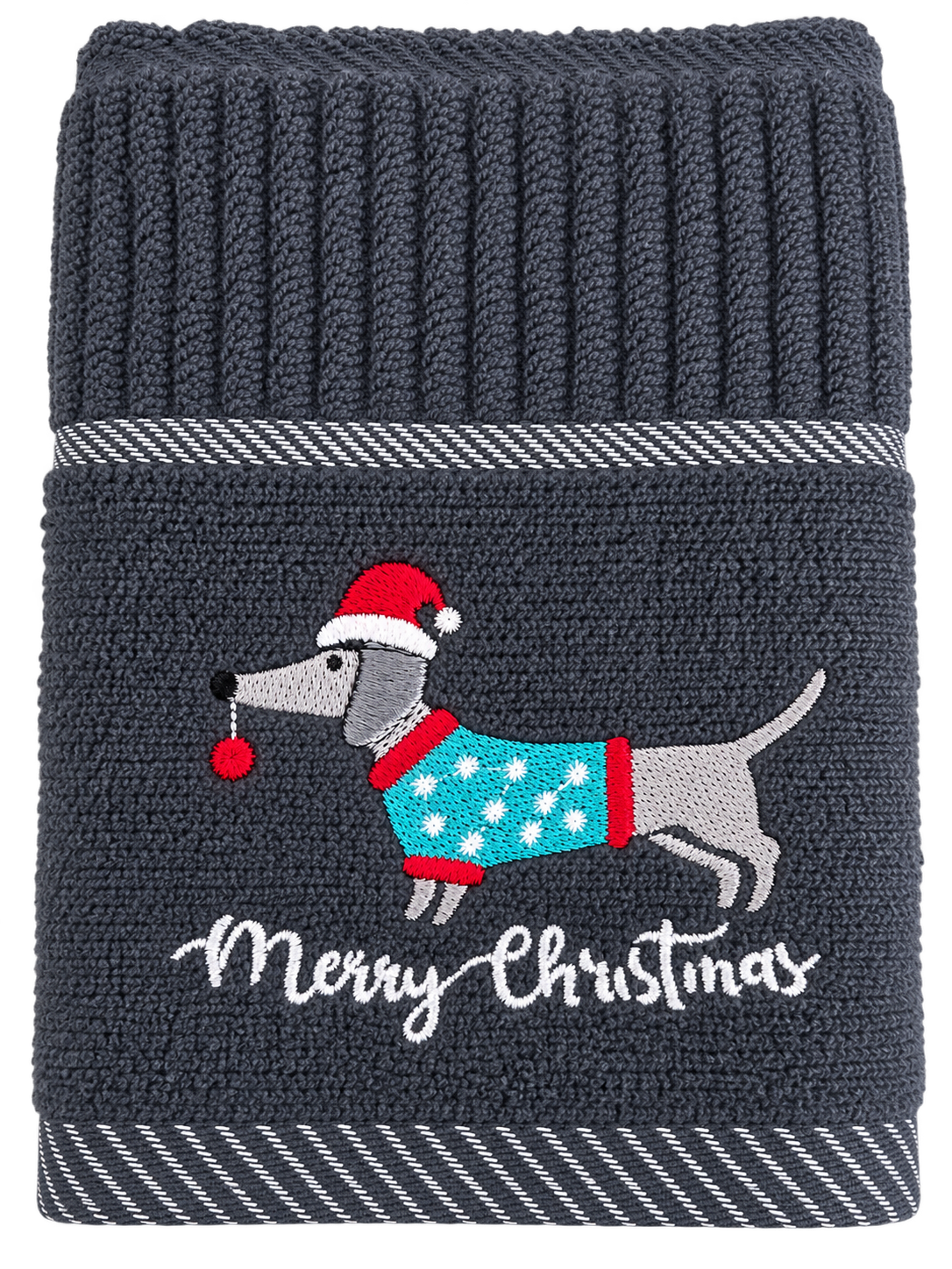 Christmas Dachshunds Kitchen Towel in Grey