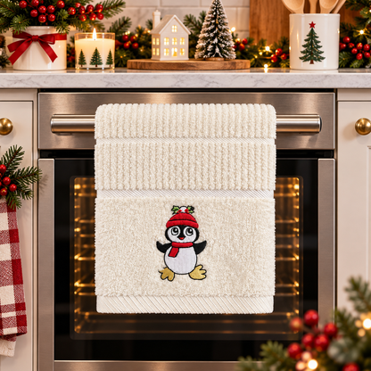 Christmas Penguin Kitchen Towel Cream