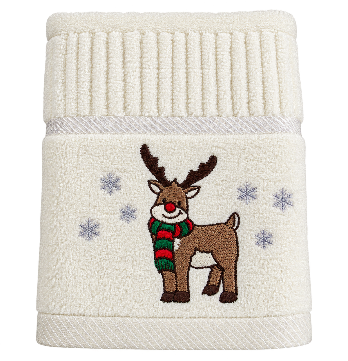 Christmas Reindeer Kitchen Towel in Cream