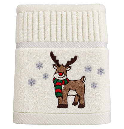 Christmas Reindeer Kitchen Towel in Cream