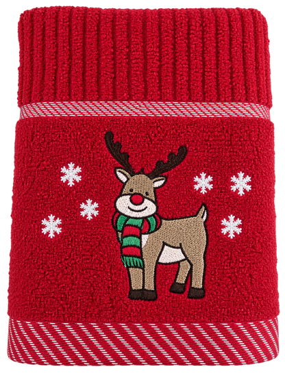 Christmas Reindeer Kitchen Towel in Red