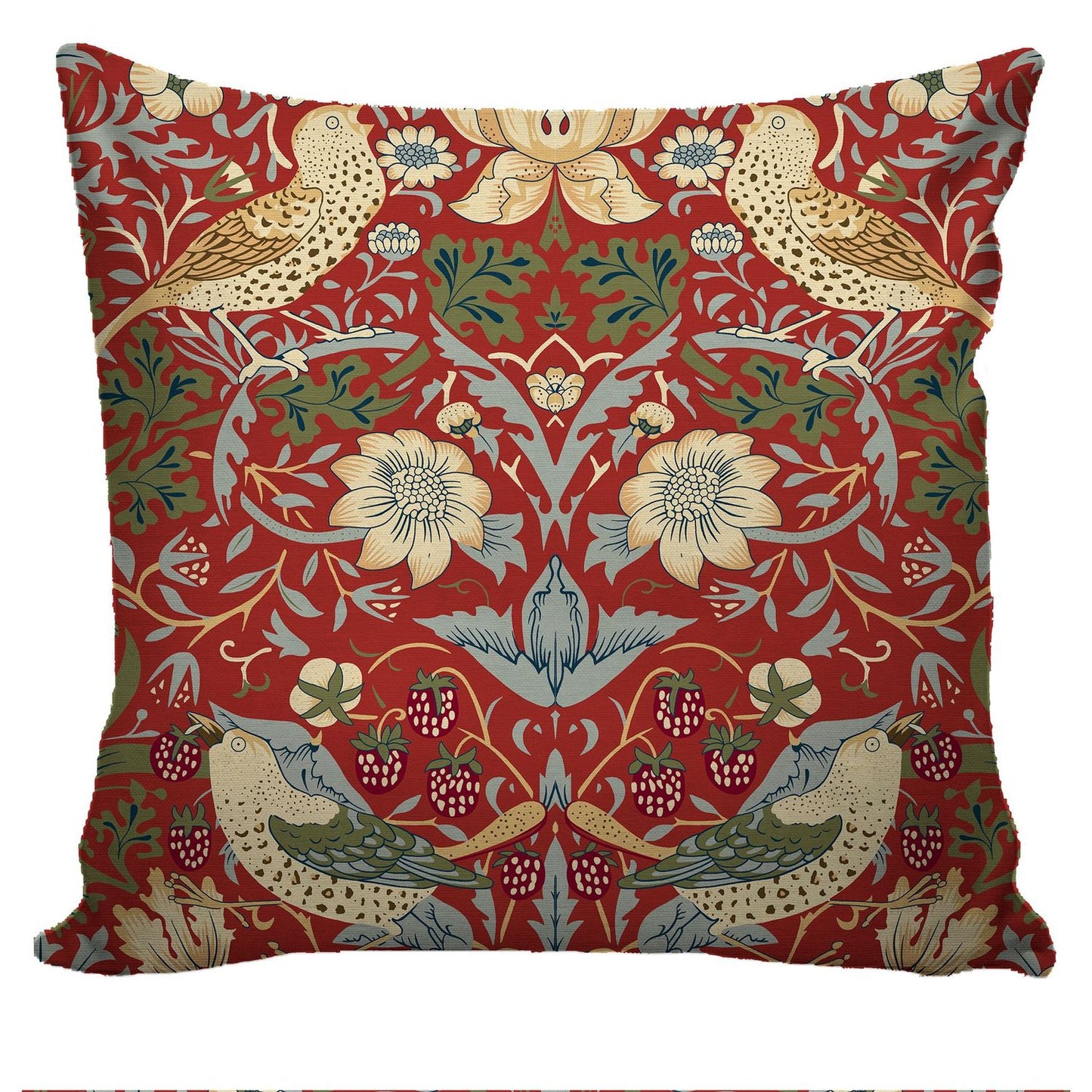 Strawberry Thief Major Pair Curtains in Red by William Morris