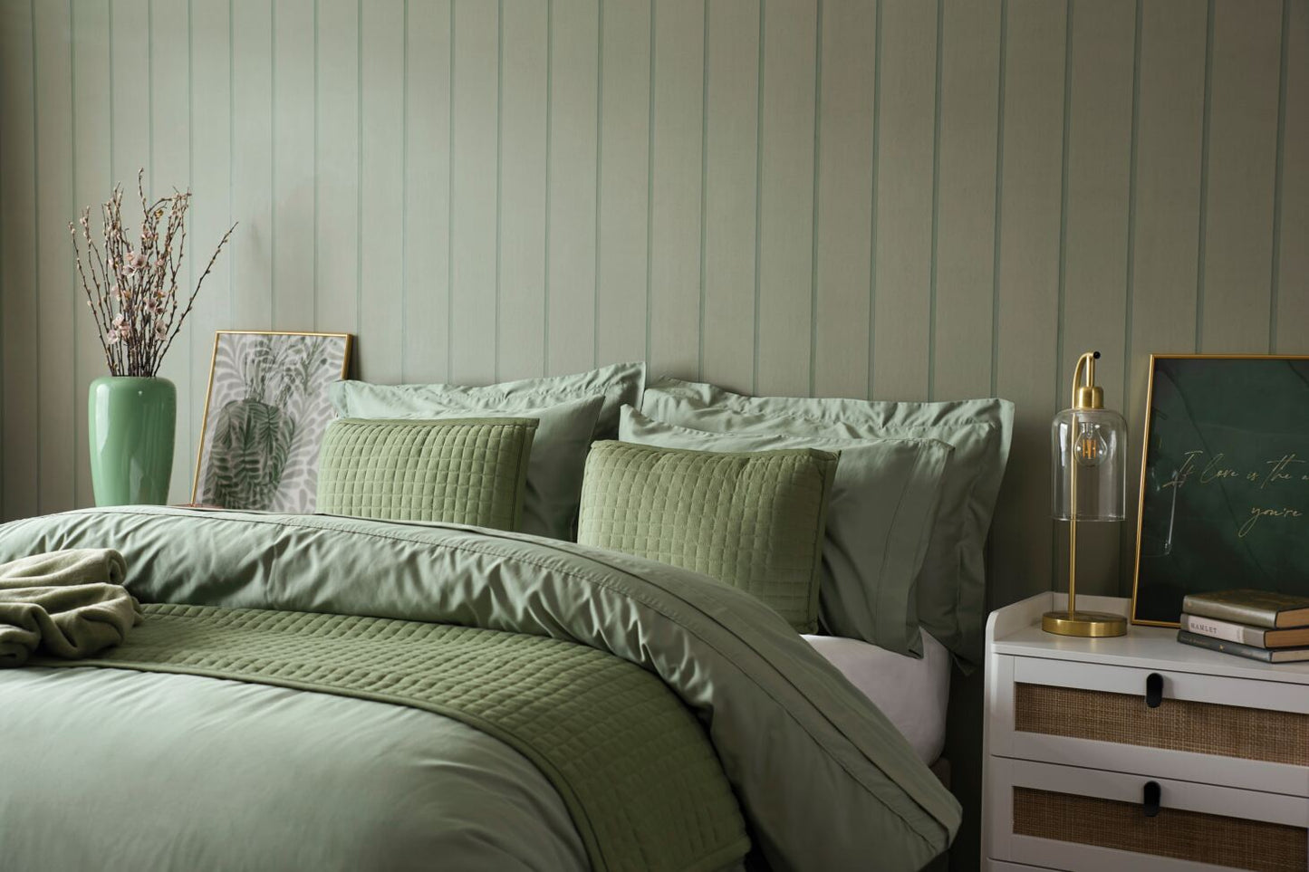 500 Thread Count Cotton Rich Bedding in Sage Green