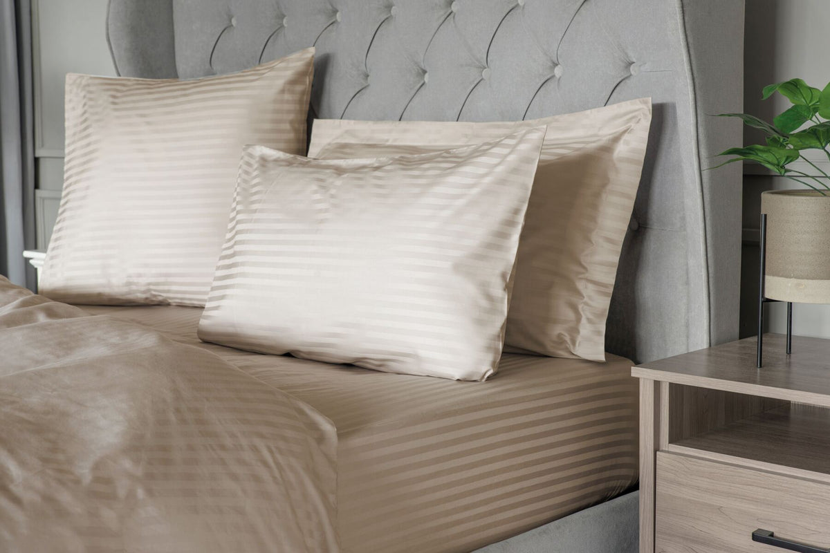 540 TC Egyptian Cotton Satin Stripe in Taupe