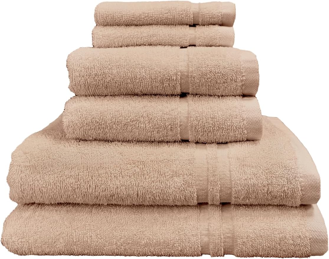 Six Piece Towel Bale Stone 100% Cotton
