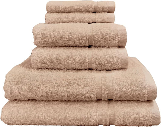 Six Piece Towel Bale Stone 100% Cotton