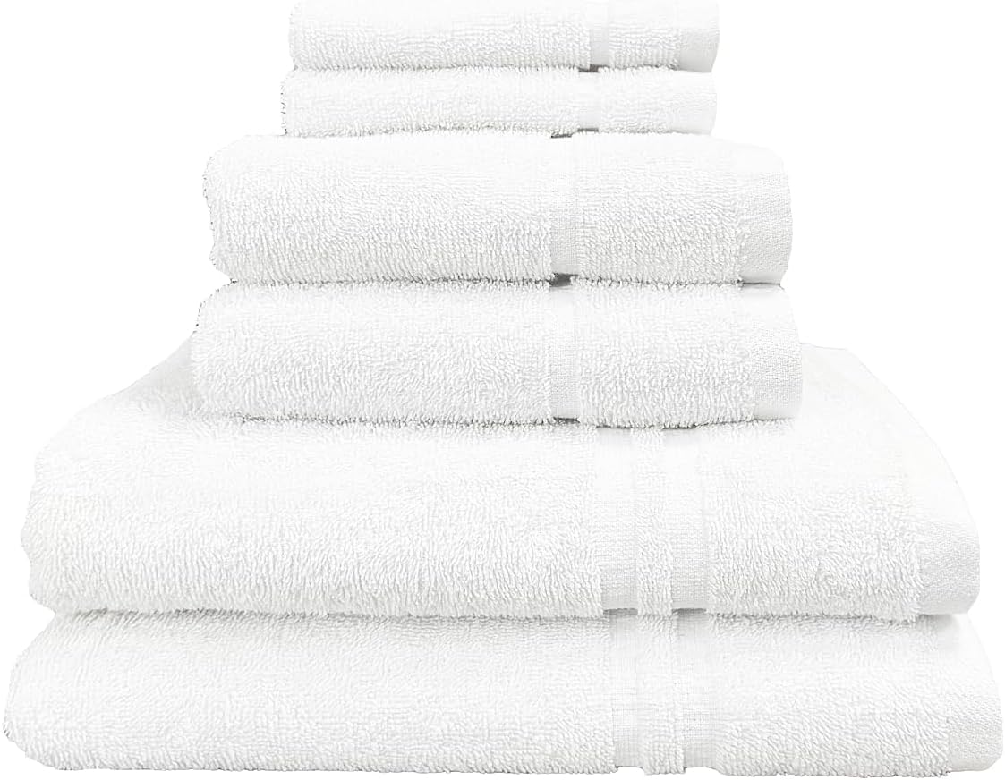 Six Piece Towel Bale White 100% Cotton