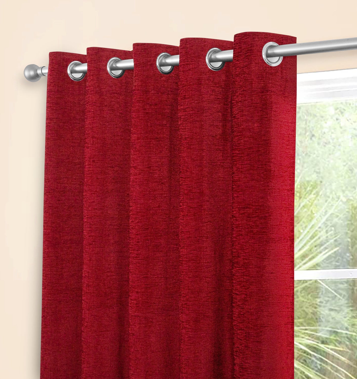 Amberley Chenille Look Thermal Lined Eyelet Curtains Wine