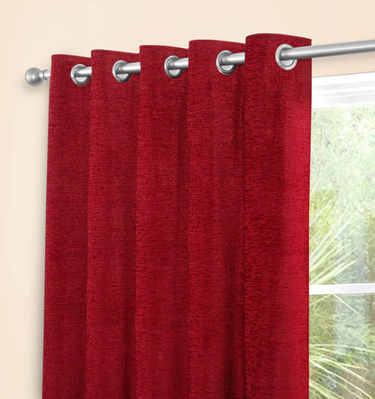 Amberley Chenille Look Thermal Lined Eyelet Curtains Wine