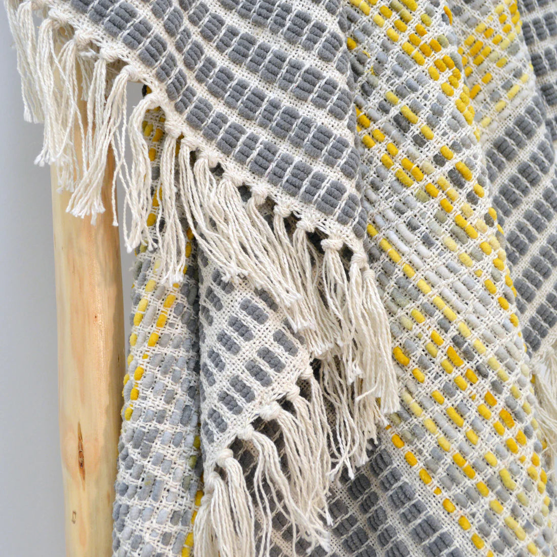 Arizona Zig Zag Throw in Mustard  & Grey with Tassles