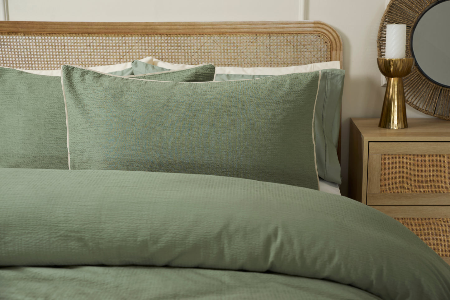 Stunning Textured Cotton Duvet Set in Sage Green