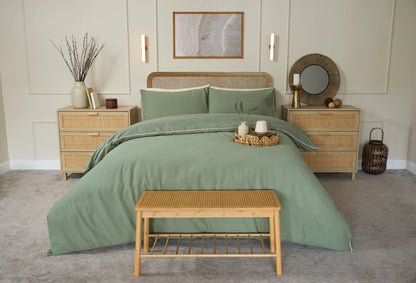 Stunning Textured Cotton Duvet Set in Sage Green