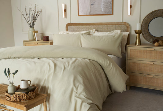Stunning Textured Cotton Duvet Set in Natrual Beige